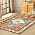 thumbnail image 1 of Washable Area Rug for Living Room, NovDeco 6'x9' Non-Slip Vintage Oriental Indoor Rug, Soft Low Pile Stain Resistant for Bedroom, Office, Dining Room, 1 of 11
