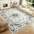 thumbnail image 1 of Washable Area Rug for Living Room, NovDeco 8'x10' Non-Slip Vintage Persian Light Blue Indoor Rug, Stain Resistant Carpet for Bedroom, Dinning Room, 1 of 11