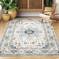 thumbnail image 1 of Washable Area Rug for Living Room, NovDeco 4'x6' Non-Slip Vintage Persian Light Blue Indoor Rug, Low Pile Stain Resistant Carpet for Entryway Nursery, 1 of 11