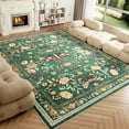 thumbnail image 1 of Washable Area Rug for Living Room, NovDeco 8'x10' Non-Slip Vintage Boho Emerald Green Indoor Rug, Low Pile Stain Resistant Carpet for Bedroom Kitchen, 1 of 11