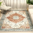 thumbnail image 1 of Washable Area Rug for Living Room, NovDeco 5'x7' Non-Slip Vintage Print Persian Indoor Rug, Stain Resistant Carpet for Bedroom, Nursery, Brick Red, 1 of 11