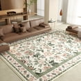 thumbnail image 1 of Washable Area Rug for Living Room, NovDeco 9'x12' Non-Slip Boho Pink Floral Print Indoor Rug, Soft Low Pile Stain Resistant Carpet for Bedroom, 1 of 11