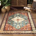 thumbnail image 1 of Washable Area Rug for Living Room, NovDeco 4'x6' Non-Slip Vintage Oriental Indoor Rug, Soft Low Pile Stain Resistant for Entryway, Nursery, Office, 1 of 11