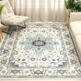 thumbnail image 1 of Washable Area Rug for Living Room, NovDeco 5'x7' Non-Slip Vintage Persian Light Blue Indoor Rug, Low Pile Stain Resistant Carpet for Bedroom Nursery, 1 of 11
