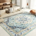 thumbnail image 1 of Washable Area Rug for Living Room, NovDeco 9'x12' Non-Slip Vintage Boho Light Blue Indoor Rug, Low Pile Stain Resistant Carpet for Bedroom, Kitchen, 1 of 11