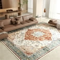 thumbnail image 1 of Washable Area Rug for Living Room, NovDeco 9'x12' Non-Slip Vintage Print Persian Indoor Rug, Stain Resistant Carpet for Bedroom, Kitchen, Brick Red, 1 of 11