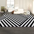 thumbnail image 1 of Washable Area Rugs Medieval Geometric Stripes Black And White Rug With Non-Slip Backing Washable For Living Room Non-Shedding Indoor Floor Mat-4' × 5', 1 of 6