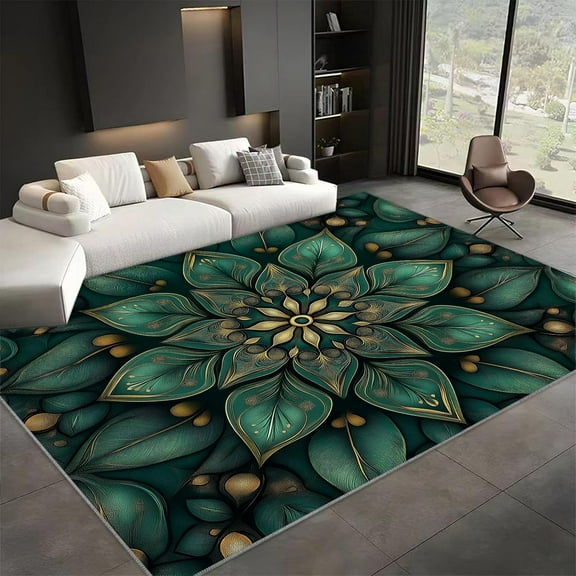 Washable Area Rugs, Plant Leaves And Patterns Non Slip Carpets Low-Pile Floor Carpet, Geometric Agate Stripes Printed Doormat Soft Area Rug For Living Room Dinning Room Bedroom 1x2ft