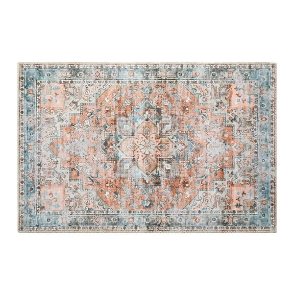 Washable Area Rugs,Rug Rugs for Living Room Bedroom Decor Oriental Vintage Carpet Non Skip Floor Mats Distressed Large Rug for Classroom Nursery Dining Room Office