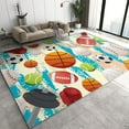 thumbnail image 1 of Washable Area Rugs Sports Basketball Football Rugby Baseball Modern Neutral Carpet High Traffic Rugs For Dinning Room Living Room Bedroom Farmhouse Non Slip-5' × 7' / 60" × 84" ( W × L ), 1 of 6