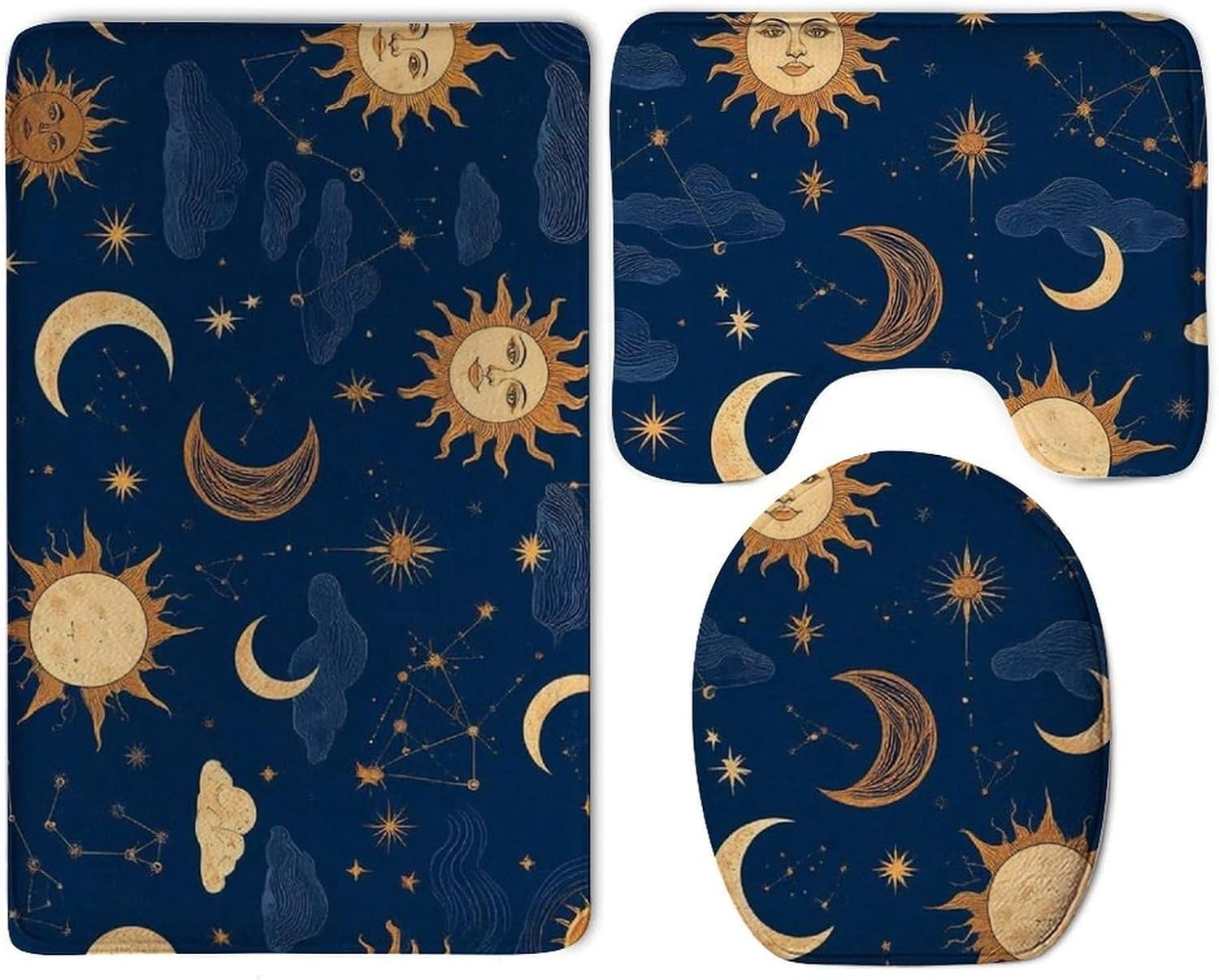 Water Absorption Rug Washable Bath Rug Set, 3 Pieces Water Absorption Non Slip Bath Mat ...