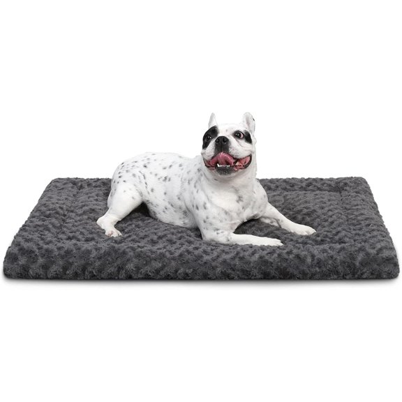 Washable Bed Mat Crate Pad Soft Fluffy Pet Kennel Beds Sleeping Mattress for Large Medium Small Dogs, 29 x 18 Inch, Gray