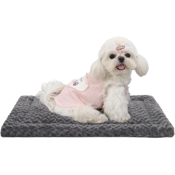 Washable Bed Mat Pet Crate Pad Soft Fluffy Pet Kennel Beds Sleeping Mattress for Large Medium Small Dogs, 21 x 13 Inch, Gray