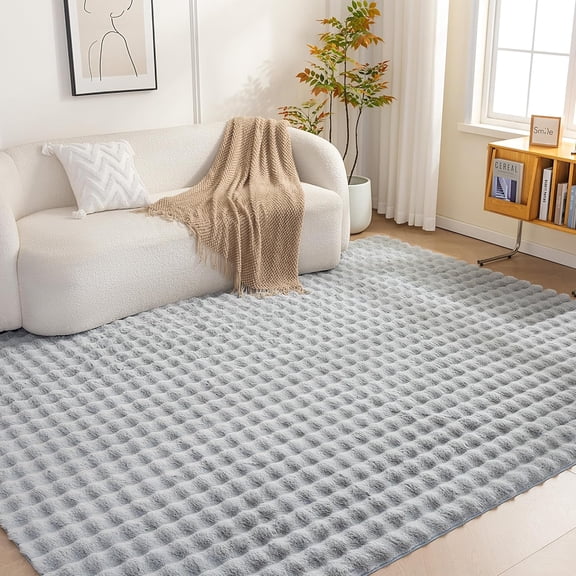 Washable Beige Indoor Area Rug, 3D Bubble Texture Carpet for Living Room Bedroom, 4' x 6'