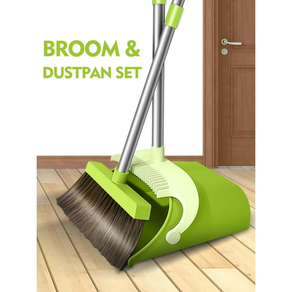 Broom and Dust Pan Combo,Steel Broom and Dustpan Set for Home