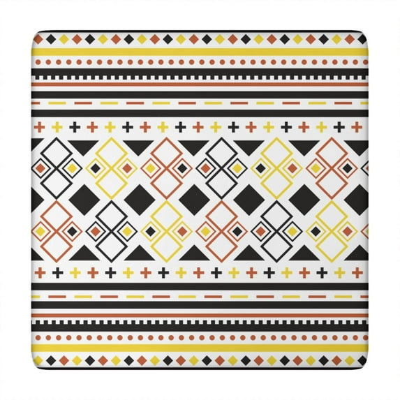 Washable Boho Floral Square Tablecloth 34x34 Inch with Elastic Hem for Various Table Settings