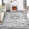 thumbnail image 1 of Washable Boho Vintage Area Rug – Non-Slip, mark Resistant, Low Pile Oriental Medallion Carpet for Living Room, Bedroom, Dining Room – Easy to Clean, Grey, USA, 8x10ft (244x305cm), 1 of 8