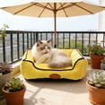 thumbnail image 1 of Washable Bolster Dog Bed, Soft Cotton Filled Pet Sofa Cushion, Non-Slip Calming Cat Bed for Small Medium Dogs Cats, 22.83x16.93in, Yellow, 1 of 6