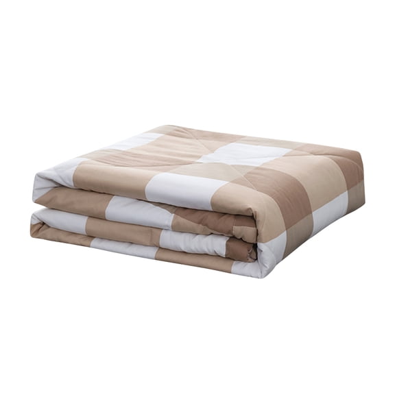 Washable Brown Grid Summer Air Conditioning Comfoter Quilt Blanket (S)