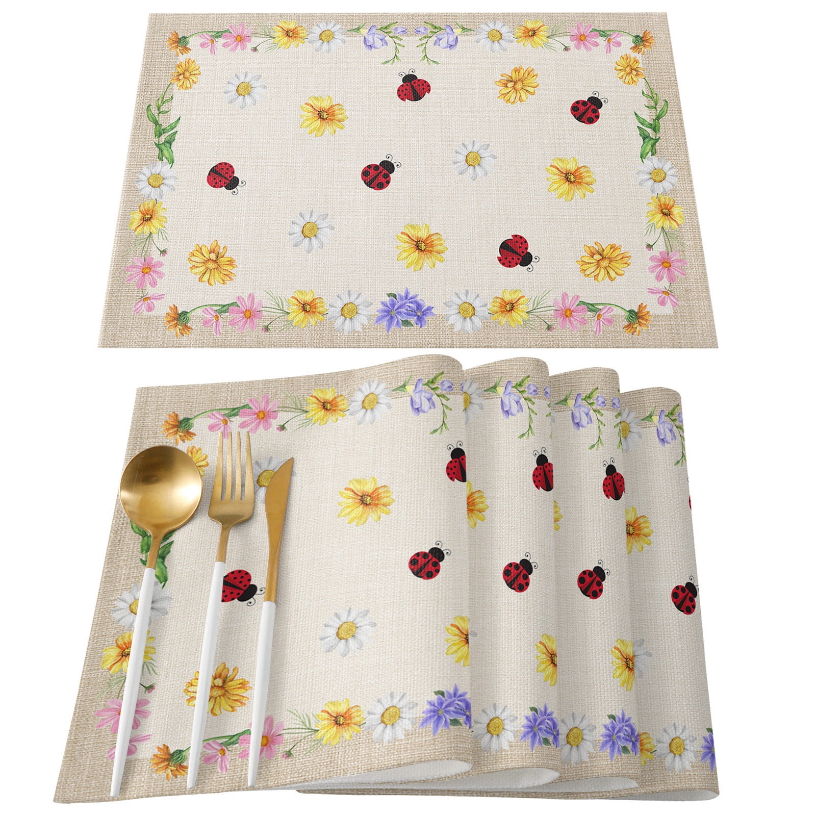 Washable Buffalo Plaid Lemon Truck Dwarf Placemats Heat Resistant