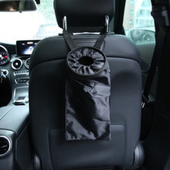 Washable Car Trash Bag Can Hanging Back Seat Detachable Car Garbage Bag Car Storage Outdoor Traveling Black
