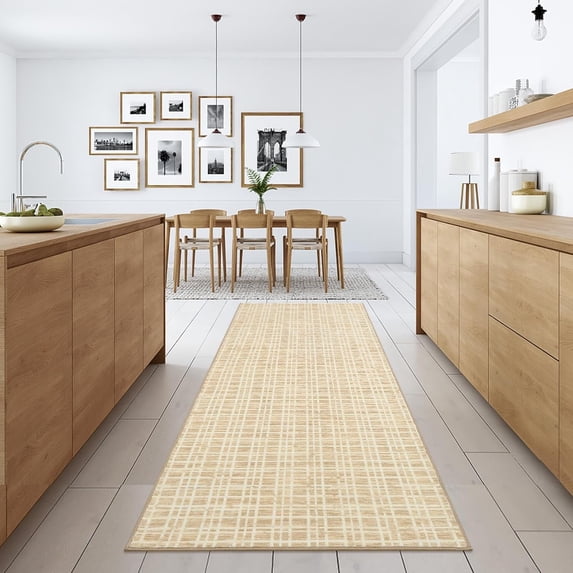 Memoryfield Washable Checkered Area Rugs 10' x 13', Throw Carpet for Bedroom Living Room Entrance Laundry Bathroom Plaid Modern Farmhouse Rug, Yellow