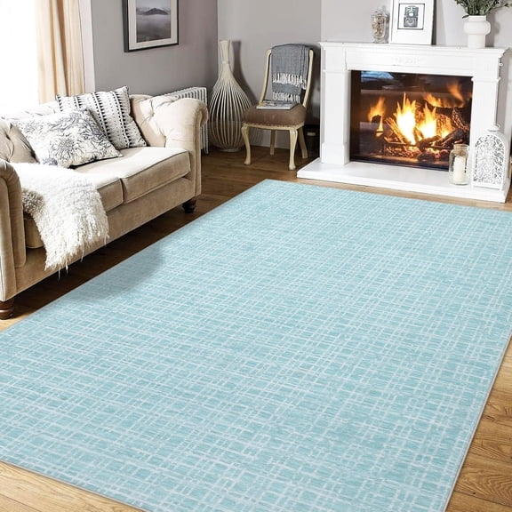 Memoryfield Washable Checkered Area Rugs 5' x 7', Throw Carpet for Bedroom Living Room Entrance Laundry Bathroom Plaid Modern Farmhouse Rug, Mint Green