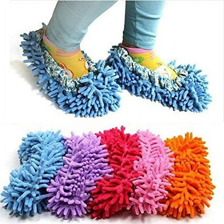 Washable Chenille Fibre House Floor Cleaning Dust Mop Slippers Foot Socks  Mop Shoes