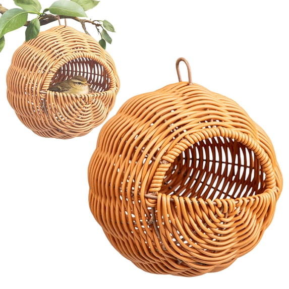 Washable Chewproof Steel Frame Parakeet Nest, Hanging Warm Cozy Bird Hammock Hideout Bed for Laying Eggs, Double Hole Bird House Fit Budgie Lovebird Canary Small Birds Nido para Pajaritos C