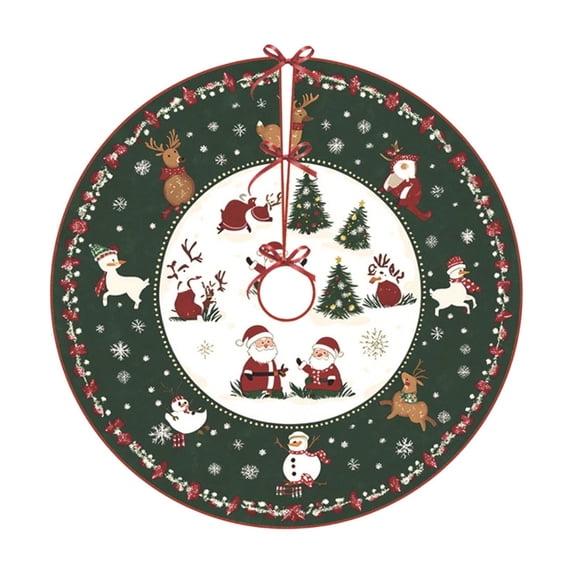 Washable Christmas Tree Skirt, High-Definition Printed Christmas Tree Rug, Short Pile Polyester Decor for Holiday Ambiance, Ideal for Small and Medium Christmas Trees