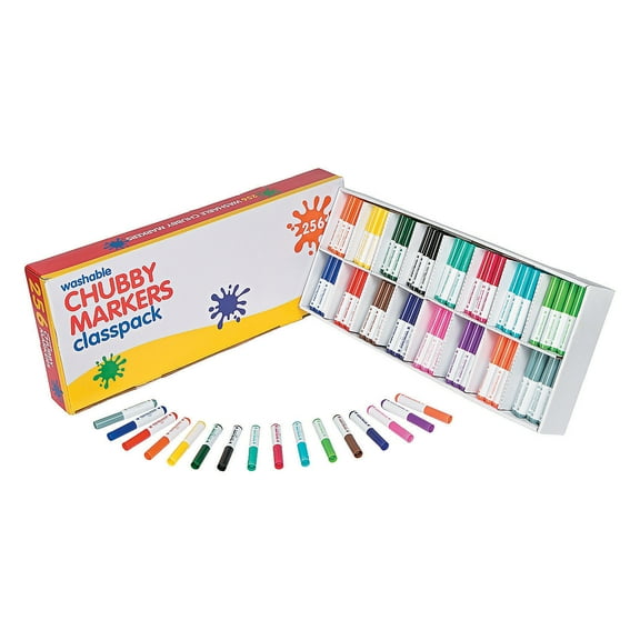 Washable Chubby Marker Classpack (16) - Basic Supplies - 256 Pieces