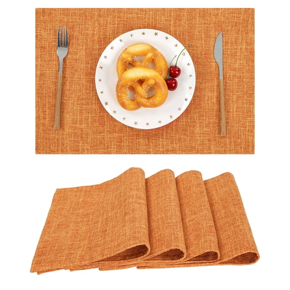 Washable Cloth Placemats Set of 4 Heat Resistant Non Slip Double Layer Thick Fabric Fall Table Place Mats