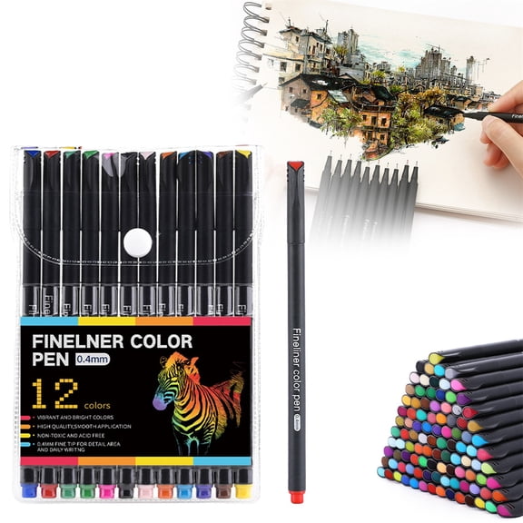 Washable Colored Outline Markers Liner Needle Pen 0.4mm Smooth Drawing Journaling