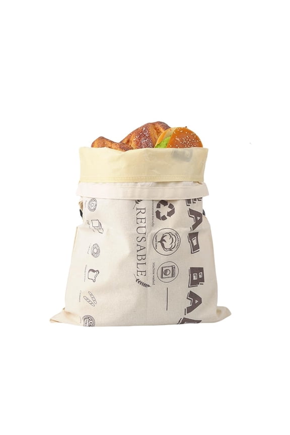 Washable Cotton Beeswaxes Sandwich Bag Adjustable Drawstring Closure Double Layer