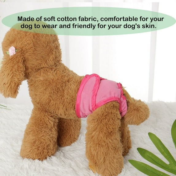Washable Cotton Blends Female Dog Physical Pant Adjustable Doggies Doggy Pet Panties Pink S