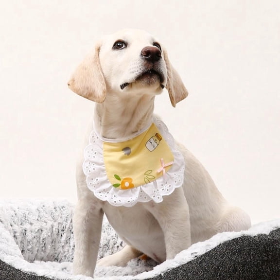 Washable Cotton Pet Drool Bibs Cute Animal Pattern for Mealtime