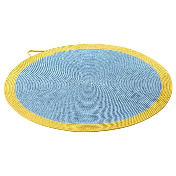 Washable Cotton Rope Cat Rug, Reversible Round Scratching Mat with Tassels, Vintage Style Pet Bed and Lounger for Indoor Cats