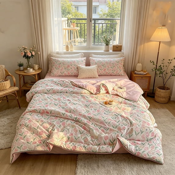 Washable Cotton Summer Quilt Breathable Silk Cotton Blanket Ultra Soft Thin Bed Quilt All Season Portable Washable Comforter Lightweight Cooling Bedding Throw Home Bedroom Use Soft Bedding Set(B)