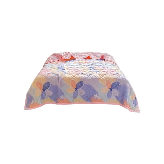 Washable Cottons Summer Quilt Colorful Floral Print Summer Quilt Soft Cutis-Friendly Breathable Quilt for A Restful Sleep