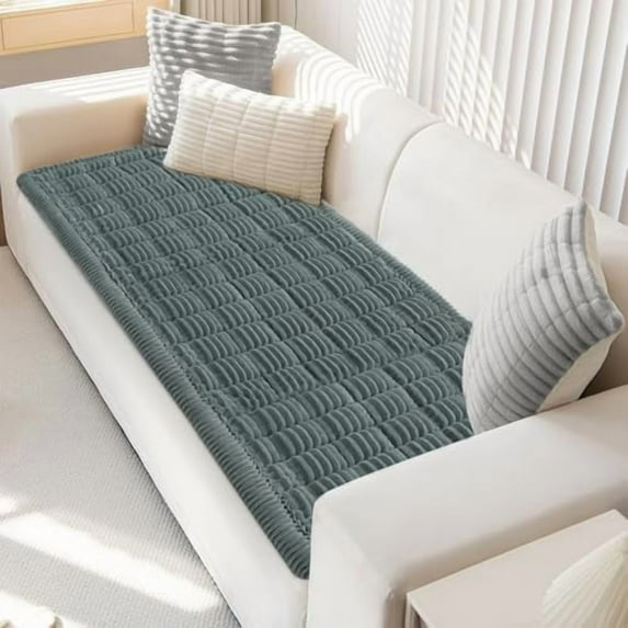 Washable Couch Cover for Dogs, Fuzzy Pet Friendly Sofa Protector, Non-Slip, Blue-Gray - Fits 3 Cushion Sofa 27.6" x 70"