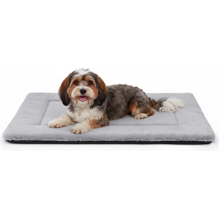 Washable  Crate Mat for 24 Inch Crate, Plush Anti-Slip  Bed for Crate and Kennel Mat, 24 x 18 Inch, Grey