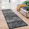 thumbnail image 1 of Washable Distressed Runner Rugs 2x6, Non-Slip Low Pile Hallway Living Room Bedroom Floor Carpet, Black, 1 of 7