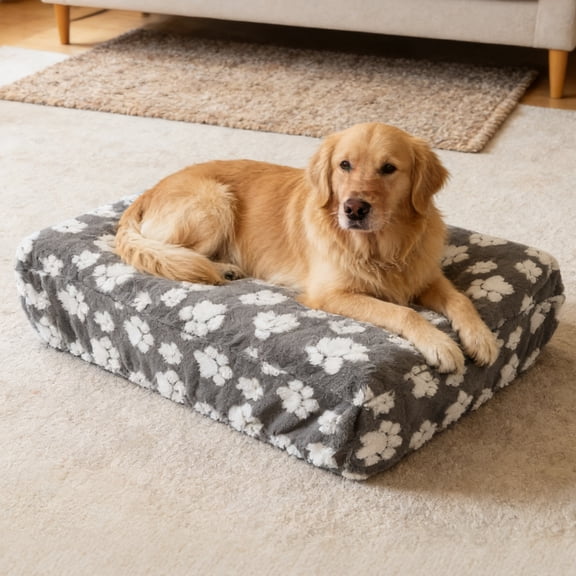 Washable Dog Bed Cover Waterproof Soft Cotton Velvet Dog Bed Cover Replacement Only Fitted Reusable for Pet (35.83x27.17x7.87in/44.09x35.04x7.87in)