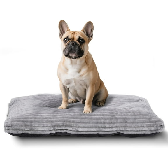 Large Dog Bed 33x24 inch Plush Soft Dog Cage Bed Washable Dog Mat with Non-Slip Bottom for Large Dogs Cat Gray