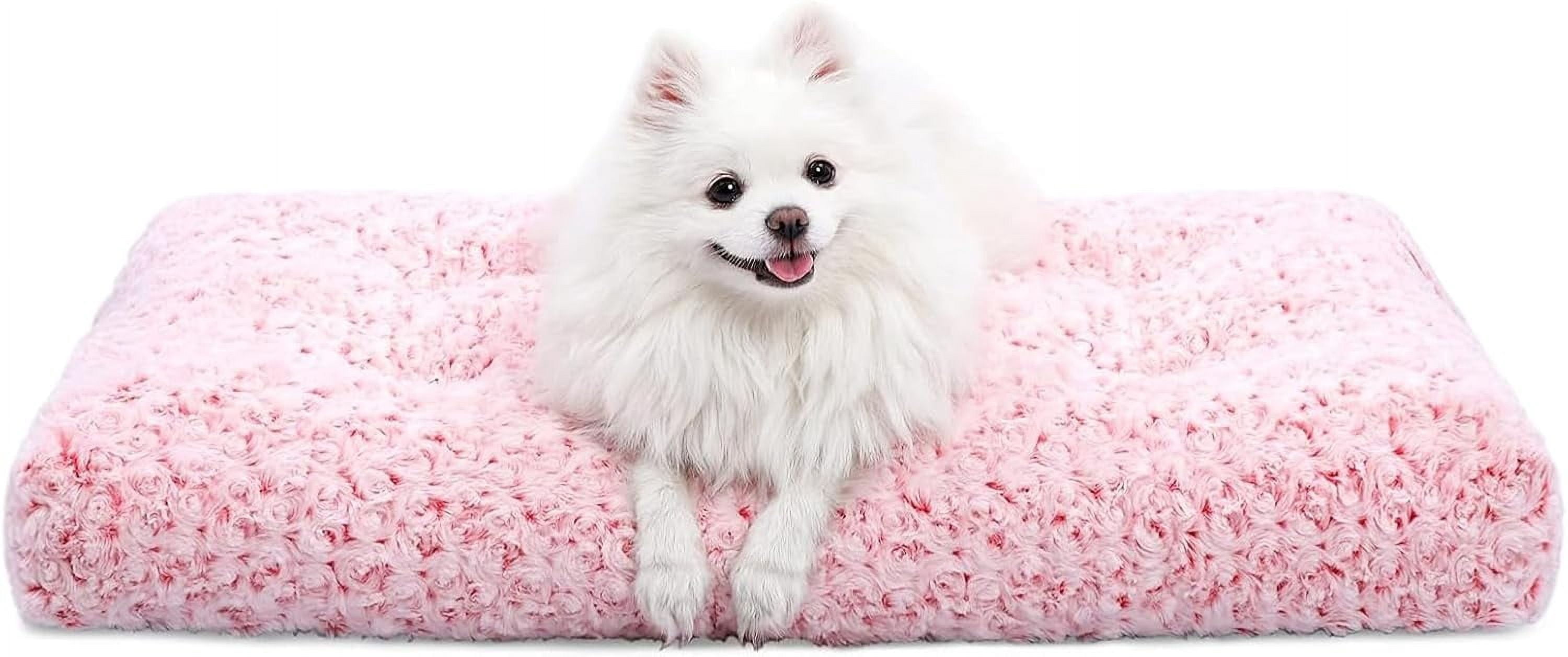 View of Washable Dog Bed Deluxe Plush Dog Crate Beds Comfy Kennel Pad Anti-Slip ...