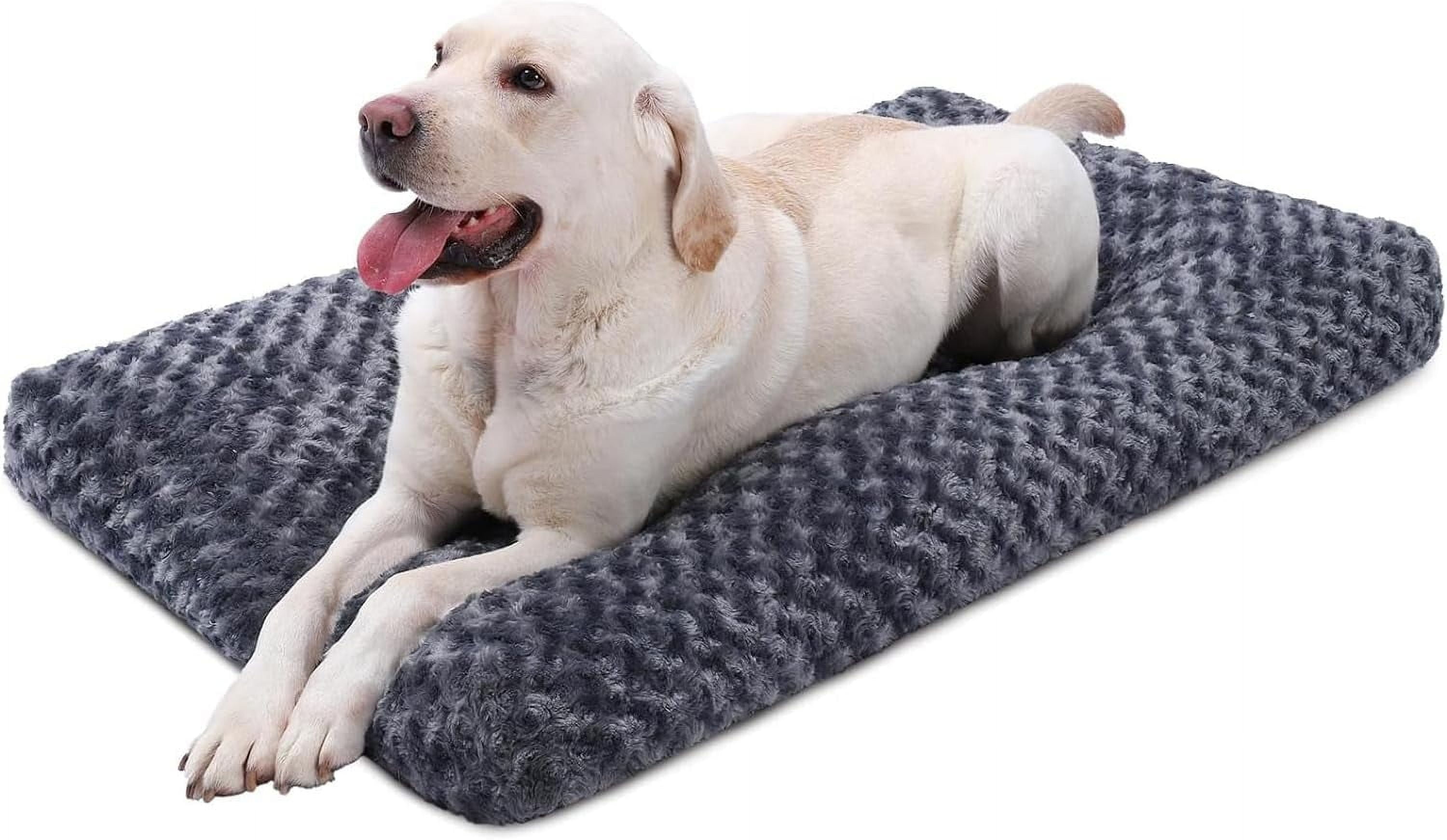 Washable Dog Bed Deluxe Plush Dog Crate Beds Comfy Kennel Pad Anti-Slip ...