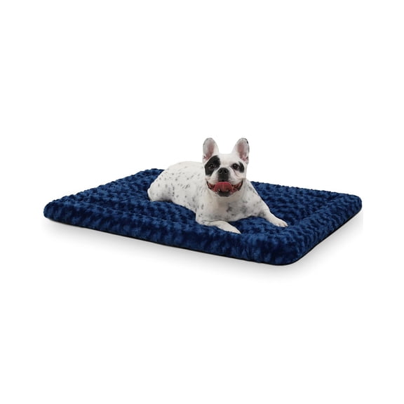 Washable Dog Bed Mat Crate Pad Soft Fluffy Pet Kennel Beds Sleeping Mattress For Large Medium Small Dogs  35 X 22 Inch Blue