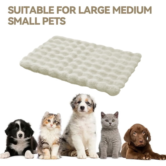 Washable Dog Bed, Super Soft Fleece Pet Mat for Winter, Warm Cat and Dog Sleeping Pad for Crate or Floor, Reversible and Durable