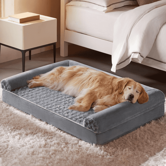 Washable Dog Beds for Large Dogs, Orthopedic Dog Bed Large, Big Dogs Couch Bed with Removable Washable Cover, Waterproof Lining and Nonskid Bottom, Egg-Crate Foam Pet Sofa for Sleeping