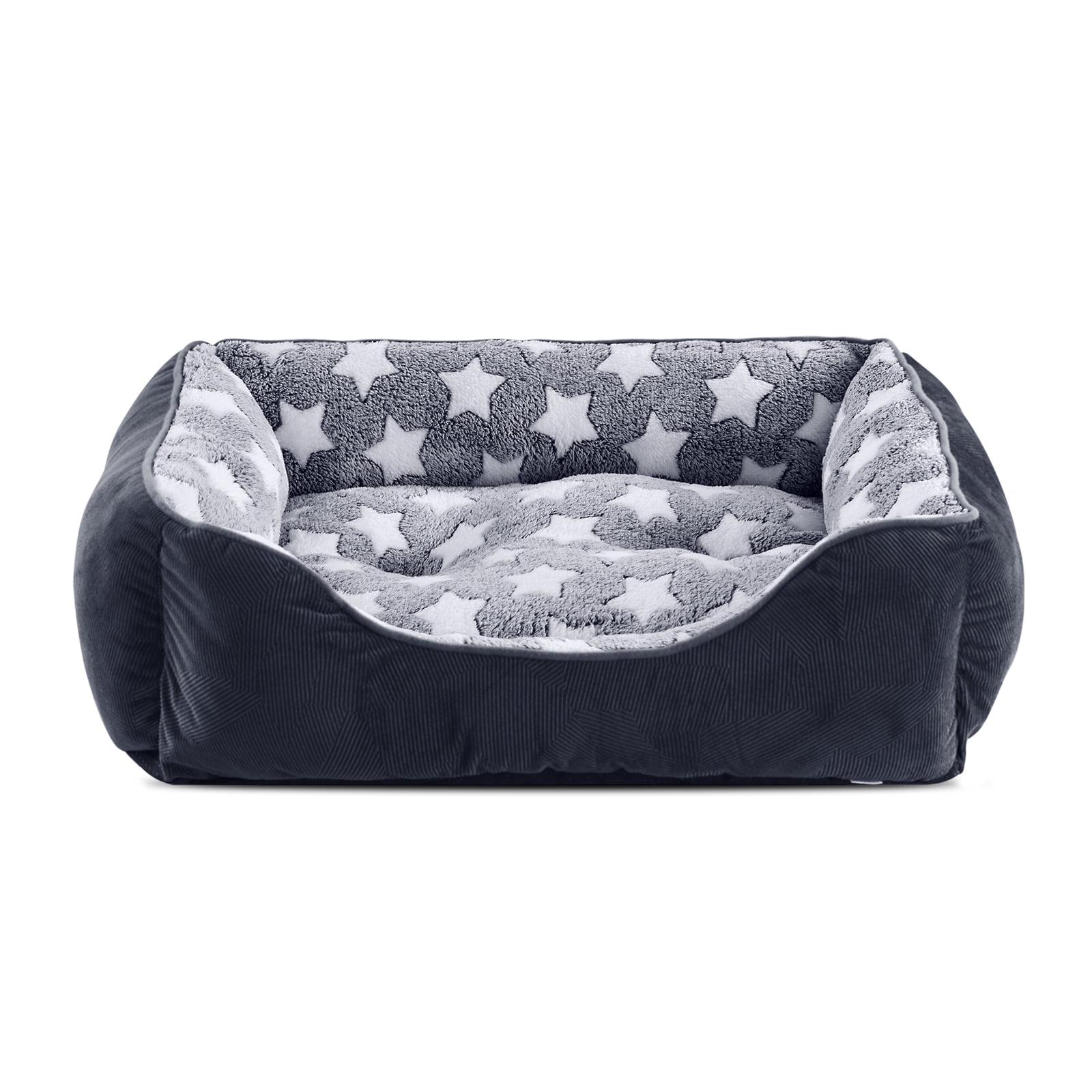Washable Dog Beds for Small to Medium Dogs, Rectangle Pet Beds with Anti Slip Bottom, Cat Beds for Indoor Cats, Gray, 25"×21"×8"